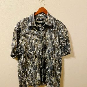 Jhane Barnes vintage, BoHo, green, and blue button down